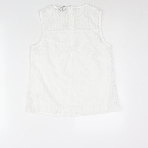 H&M Womens White Polyamide Camisole Blouse Size S Round Neck