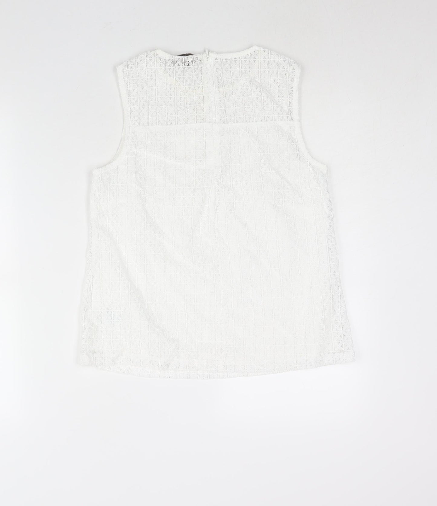 H&M Womens White Polyamide Camisole Blouse Size S Round Neck