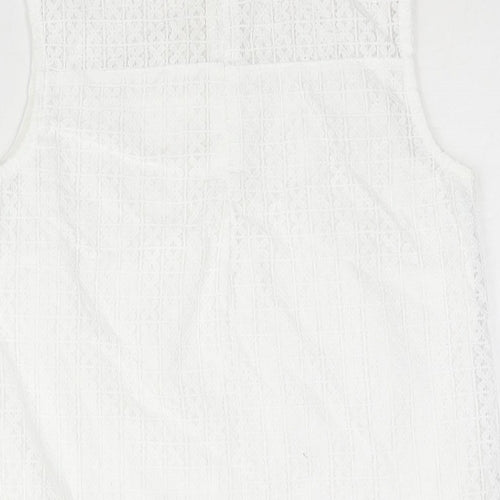 H&M Womens White Polyamide Camisole Blouse Size S Round Neck