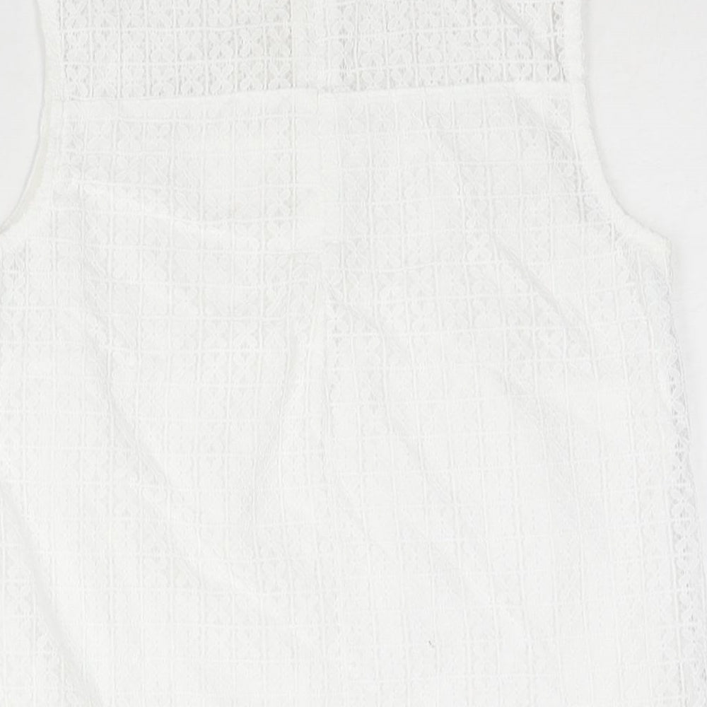 H&M Womens White Polyamide Camisole Blouse Size S Round Neck