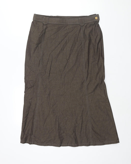 St Michael Womens Brown Polyester A-Line Skirt Size 16 Zip