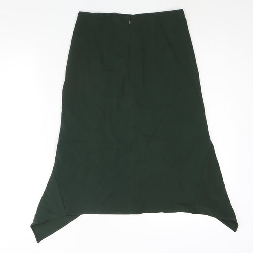 Reiss Womens Green Viscose A-Line Skirt Size 8 Zip - Asymmetric Hem