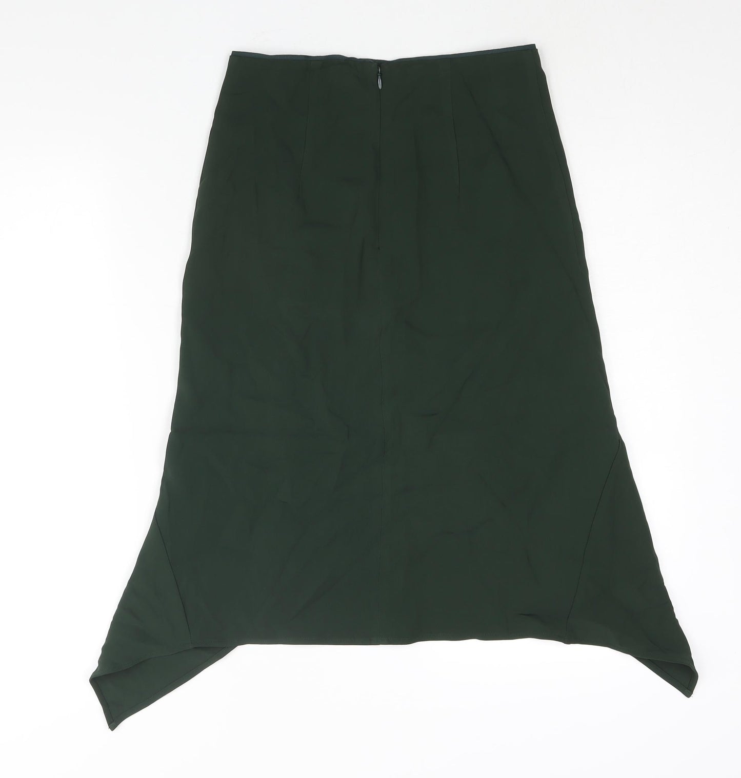 Reiss Womens Green Viscose A-Line Skirt Size 8 Zip - Asymmetric Hem