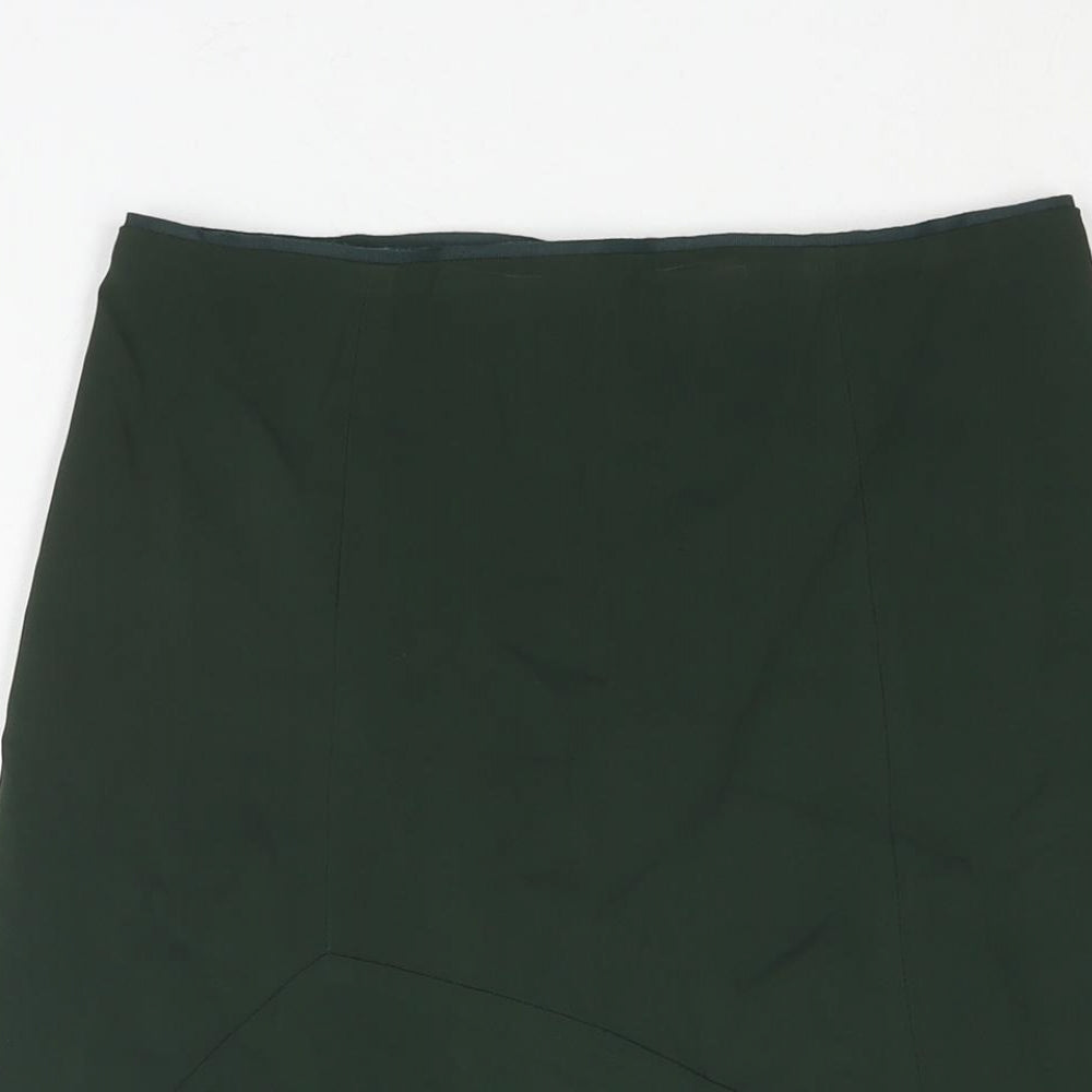 Reiss Womens Green Viscose A-Line Skirt Size 8 Zip - Asymmetric Hem