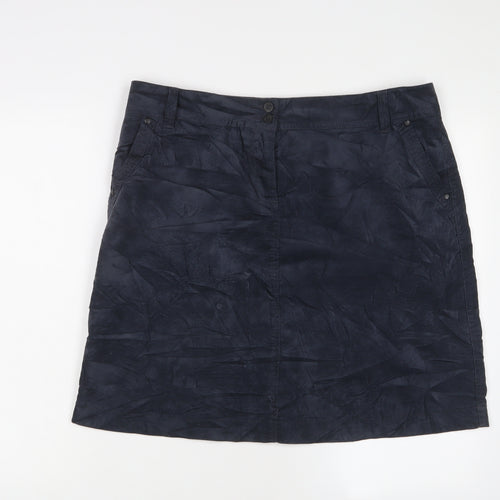 Marks and Spencer Womens Blue Cotton A-Line Skirt Size 16 Zip