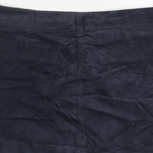 Marks and Spencer Womens Blue Cotton A-Line Skirt Size 16 Zip