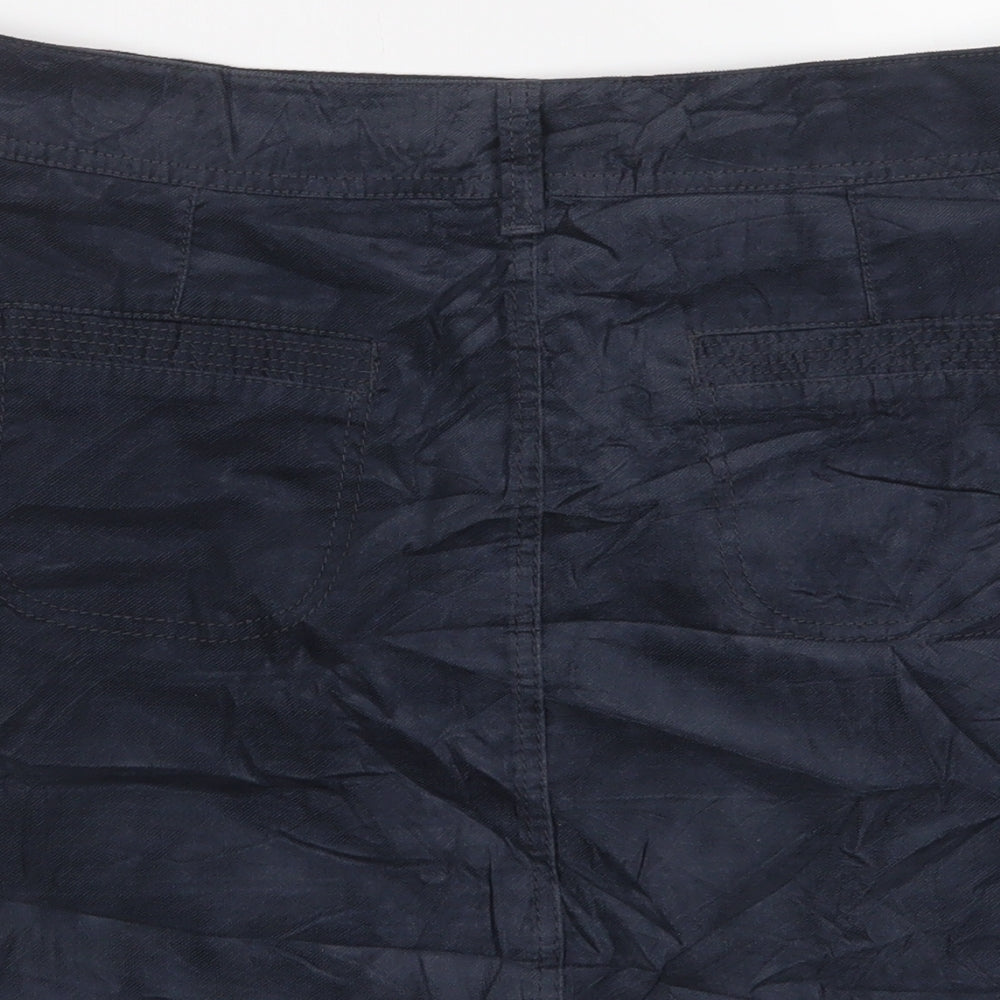 Marks and Spencer Womens Blue Cotton A-Line Skirt Size 16 Zip