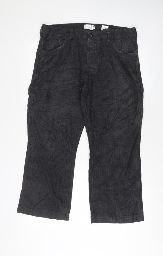 NEXT Mens Grey Cotton Trousers Size 36 in L26 in Regular Button