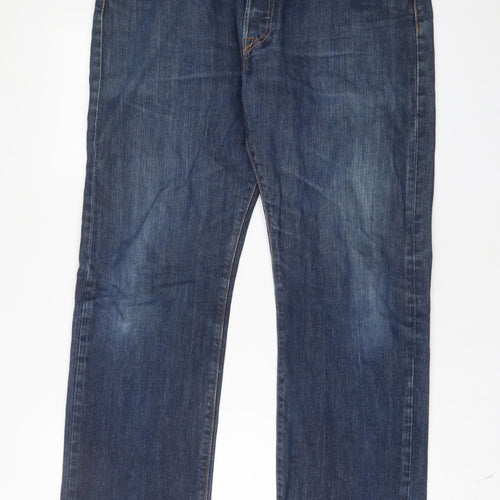 Levi's Mens Blue Cotton Straight Jeans Size 36 in L32 in Regular Zip