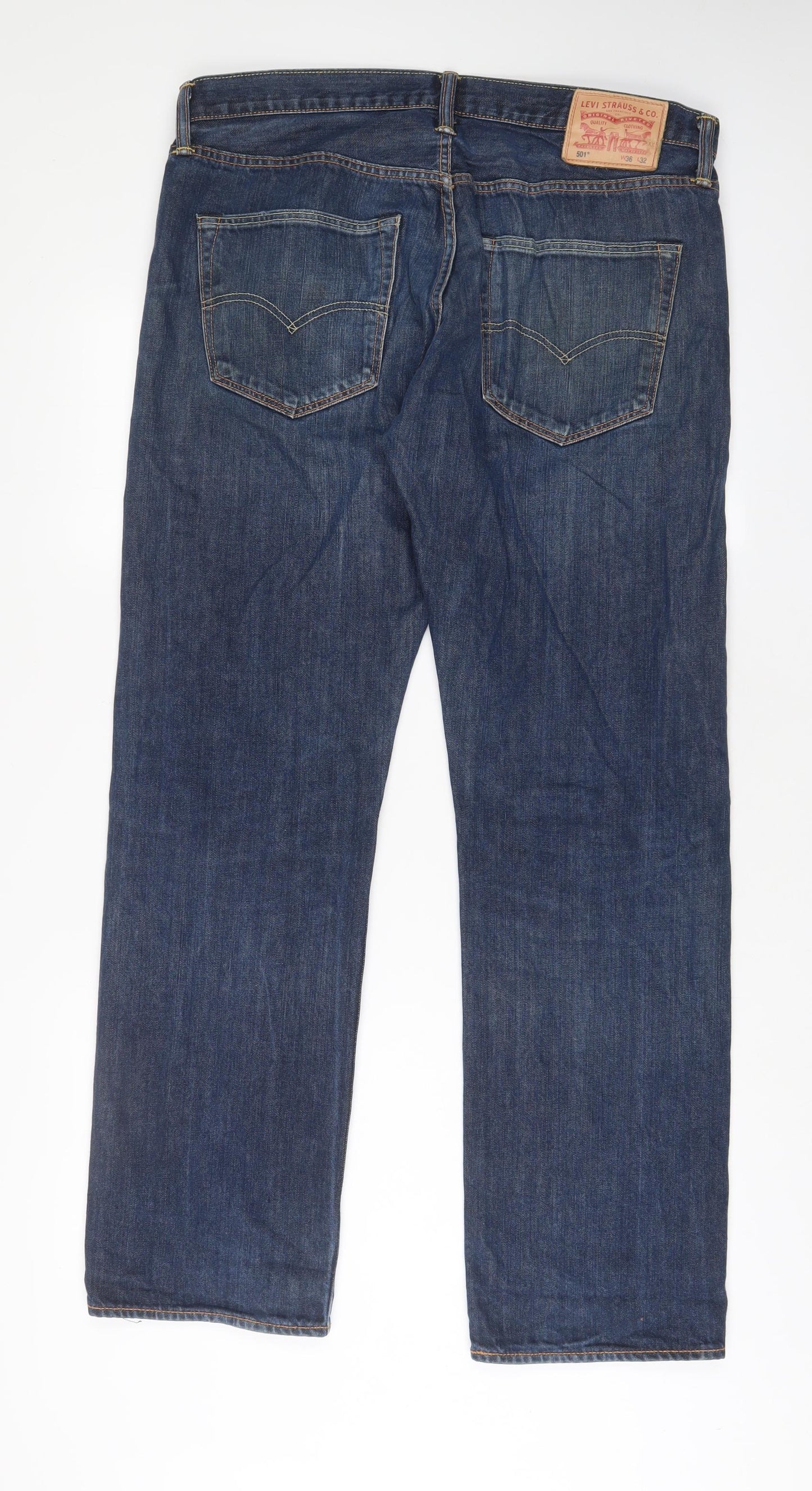 Levi's Mens Blue Cotton Straight Jeans Size 36 in L32 in Regular Zip