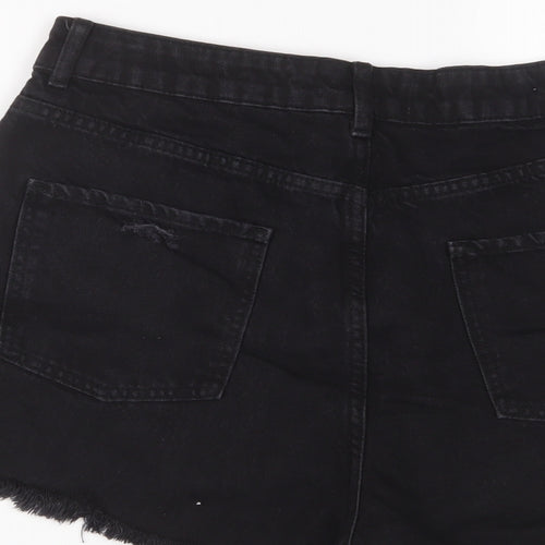 Denim & Co. Womens Black Cotton Basic Shorts Size 14 L3 in Regular Zip