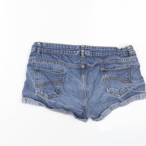 Denim & Co. Womens Blue Cotton Basic Shorts Size 14 Regular Zip