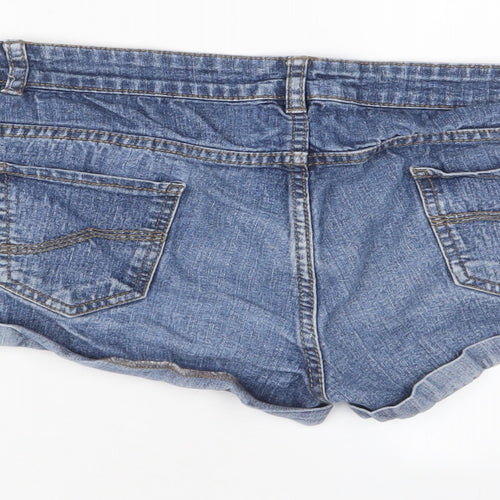 Denim & Co. Womens Blue Cotton Basic Shorts Size 14 Regular Zip