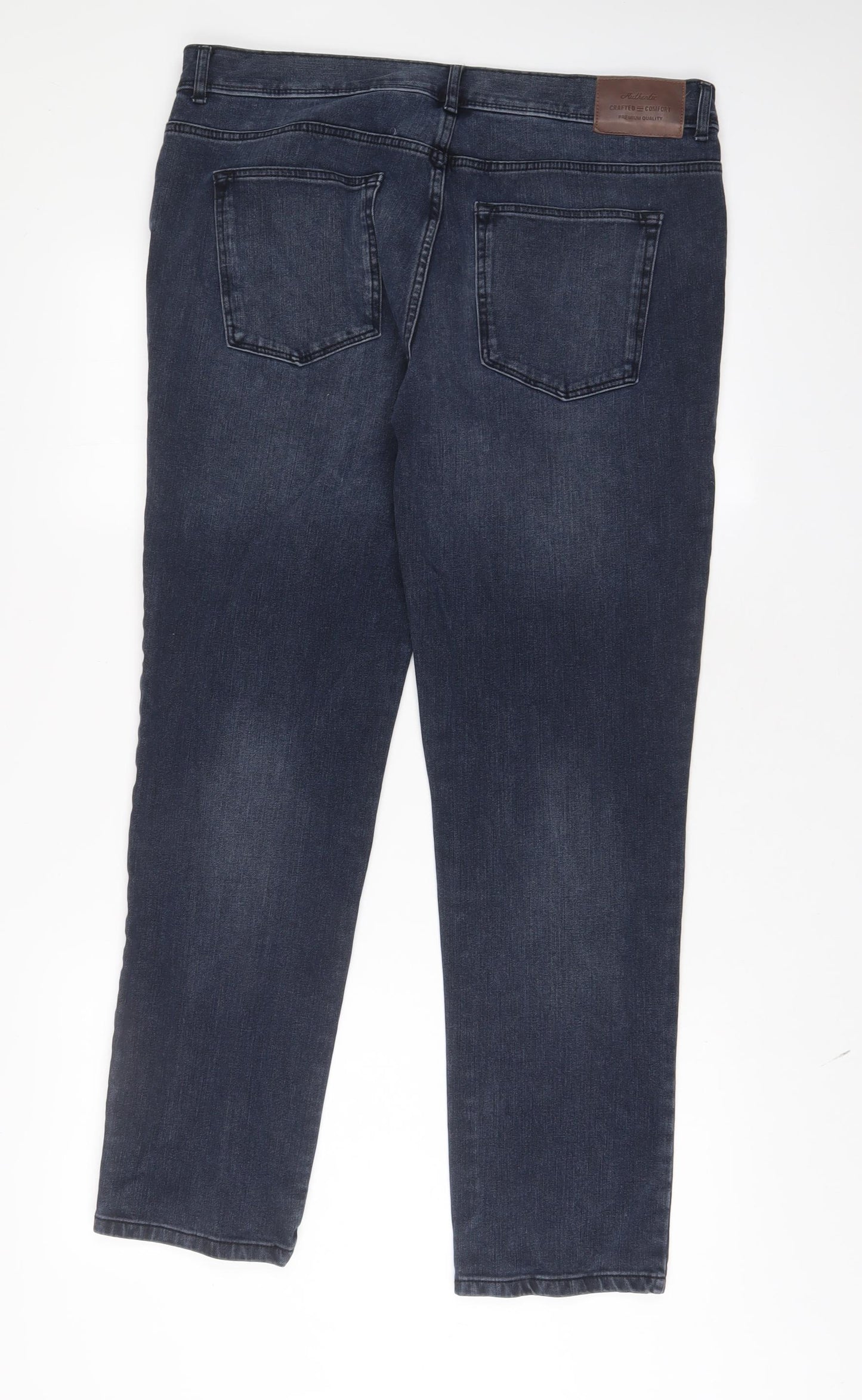 TU Mens Blue Cotton Straight Jeans Size 36 in L32 in Slim Zip