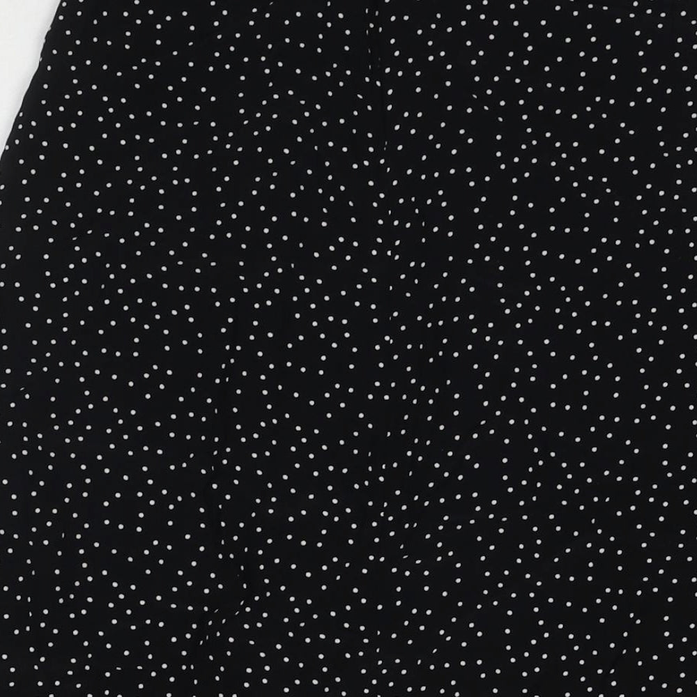 New Look Womens Black Polka Dot Rayon A-Line Skirt Size 10 Zip - Side Slit(s)