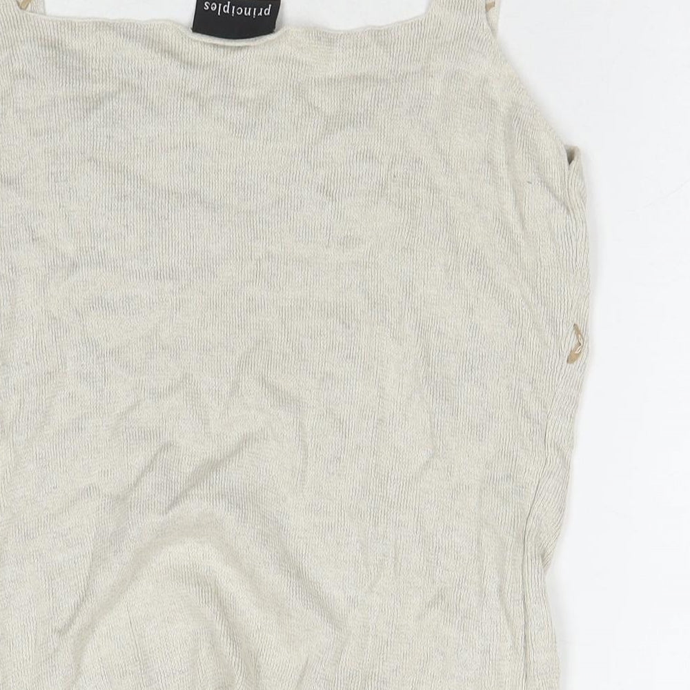 Principles Womens Beige Linen Basic Tank Size 18 Square Neck