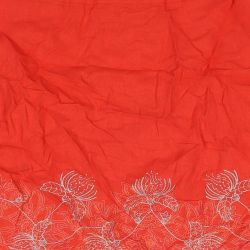 E-vie Womens Red Floral Linen A-Line Skirt Size 12 Zip