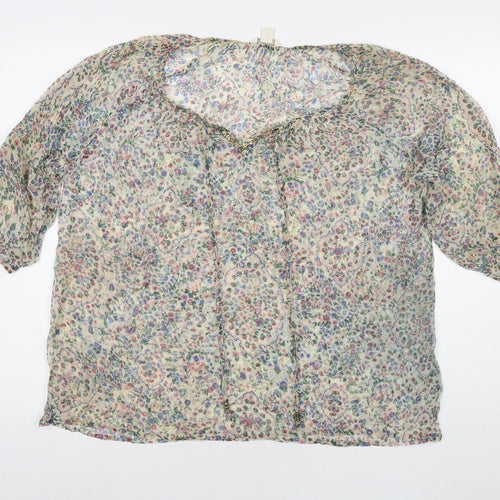 Monsoon Womens Multicoloured Floral Polyester Basic Blouse Size 12 V-Neck