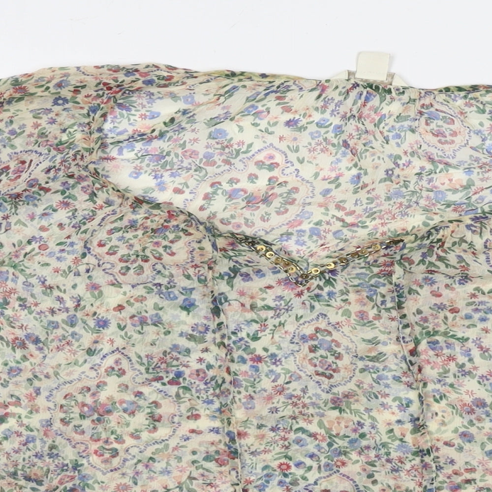 Monsoon Womens Multicoloured Floral Polyester Basic Blouse Size 12 V-Neck