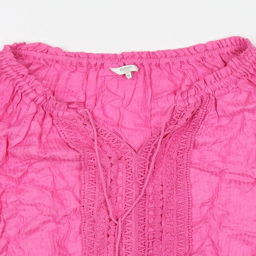 Cotton Traders Womens Pink Viscose Basic Blouse Size 10 Round Neck