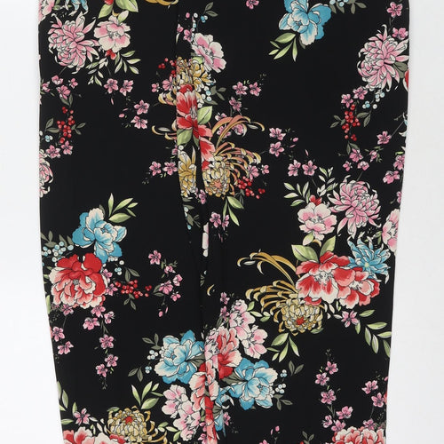 Marks and Spencer Womens Multicoloured Floral Polyester Trousers Size 14 L27 in Regular Zip