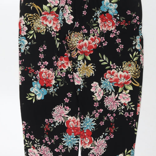 Marks and Spencer Womens Multicoloured Floral Polyester Trousers Size 14 L27 in Regular Zip