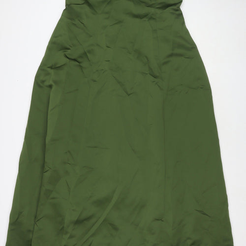 Forever Yours Womens Green Polyester Ball Gown Size 16 Square Neck Button - Strapless