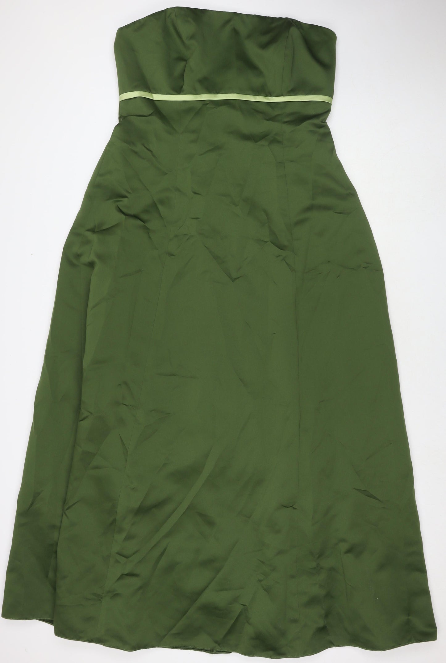 Forever Yours Womens Green Polyester Ball Gown Size 16 Square Neck Button - Strapless