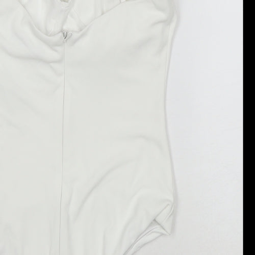 Zara Womens White Polyester Bodysuit One-Piece Size S Snap