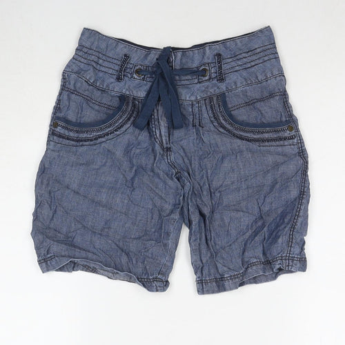 NEXT Womens Blue Lyocell Mom Shorts Size 8 L7 in Regular Button