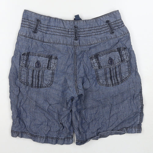 NEXT Womens Blue Lyocell Mom Shorts Size 8 L7 in Regular Button