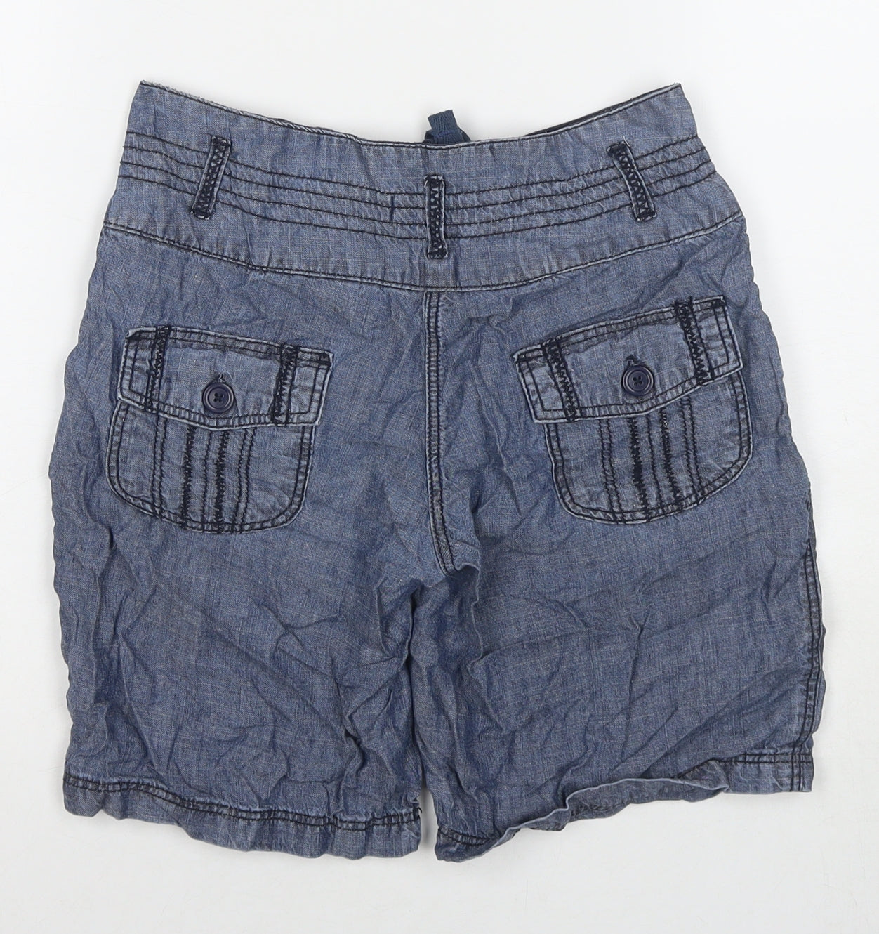 NEXT Womens Blue Lyocell Mom Shorts Size 8 L7 in Regular Button