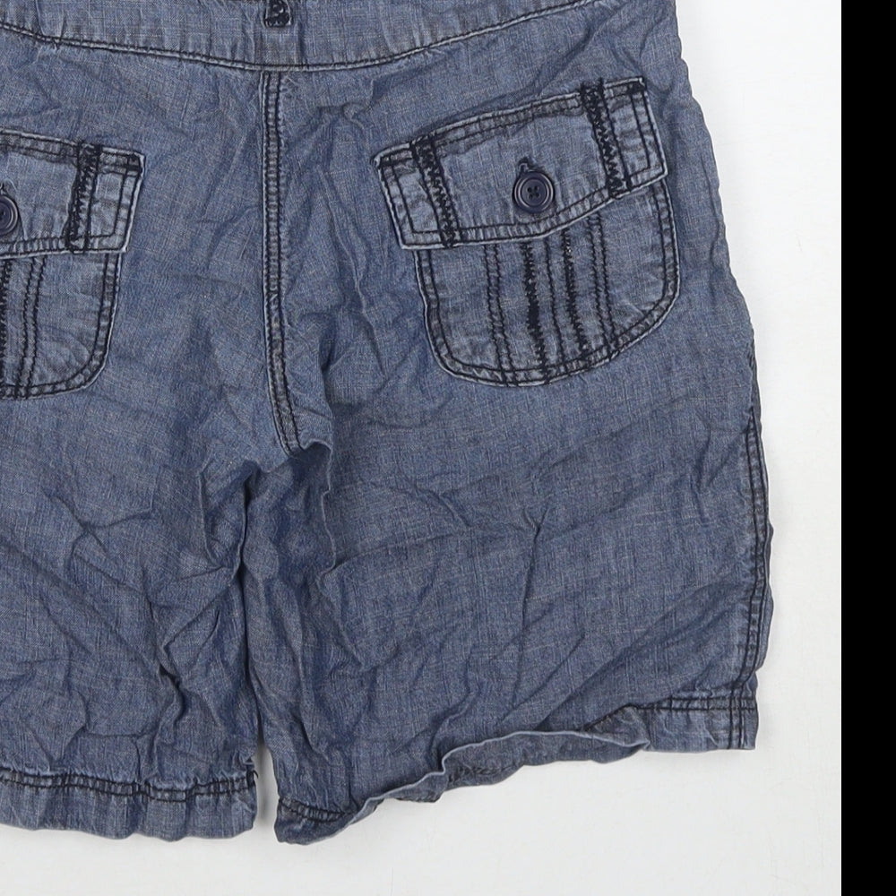 NEXT Womens Blue Lyocell Mom Shorts Size 8 L7 in Regular Button