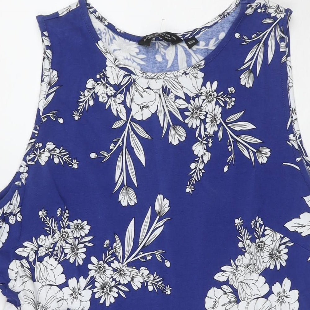 Dorothy Perkins Womens Blue Floral Viscose Fit & Flare Size 18 Round Neck Pullover