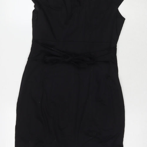 Coast Womens Black Cotton A-Line Size 12 V-Neck Zip