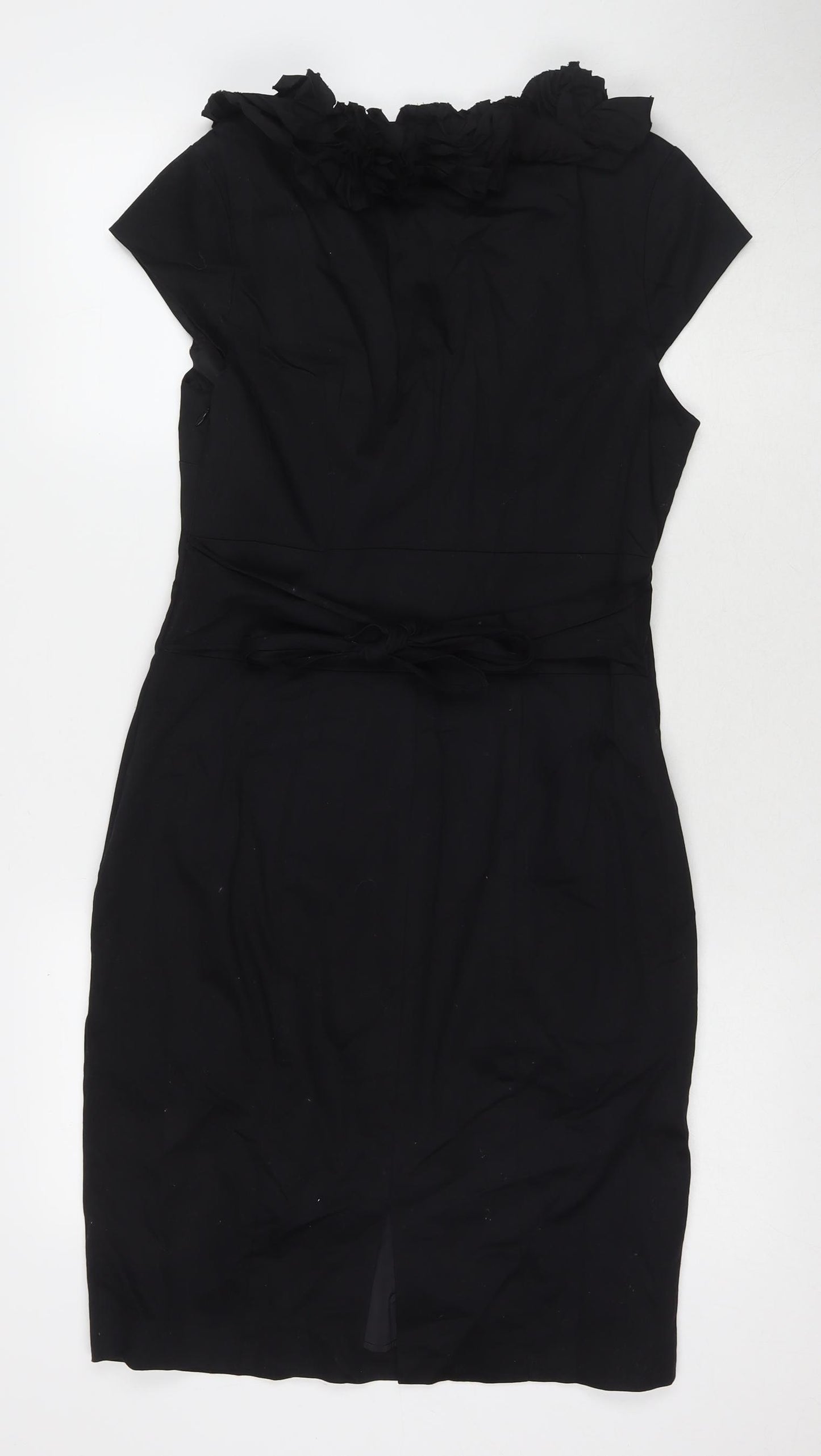 Coast Womens Black Cotton A-Line Size 12 V-Neck Zip