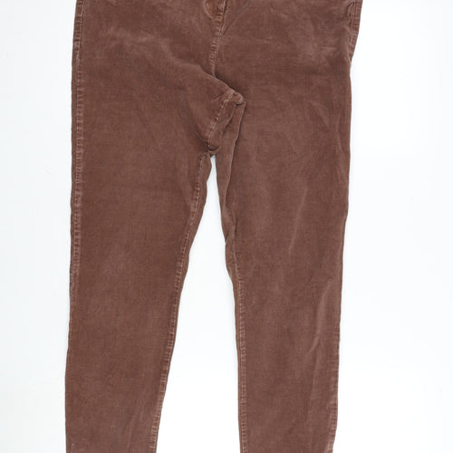 Marks and Spencer Womens Brown Cotton Jegging Trousers Size 14 L28 in Regular Zip