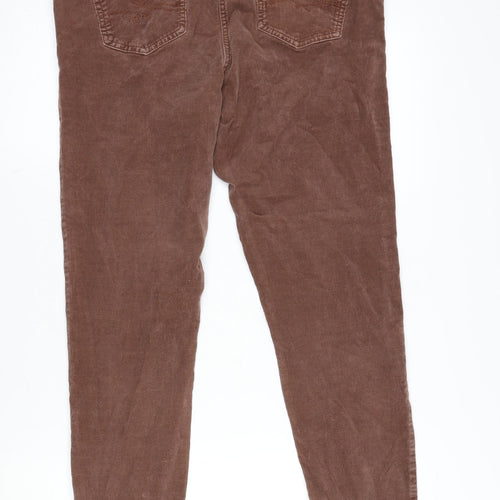 Marks and Spencer Womens Brown Cotton Jegging Trousers Size 14 L28 in Regular Zip