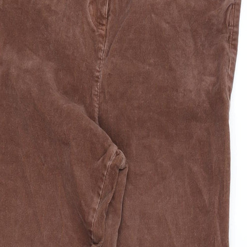 Marks and Spencer Womens Brown Cotton Jegging Trousers Size 14 L28 in Regular Zip