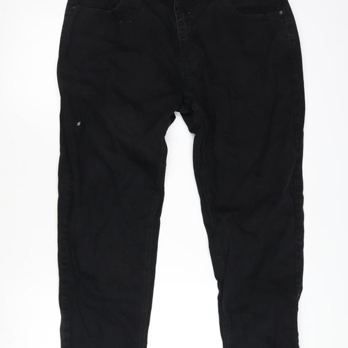 NEXT Mens Black Cotton Blend Tapered Jeans Size 36 in L27 in Regular Zip