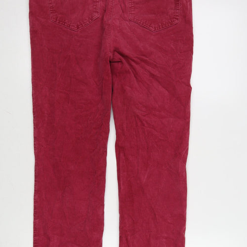 Marks and Spencer Womens Purple Cotton Trousers Size 14 L32 in Regular Zip