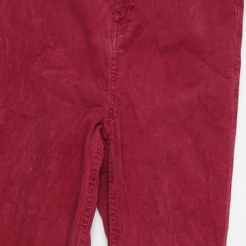 Marks and Spencer Womens Purple Cotton Trousers Size 14 L32 in Regular Zip