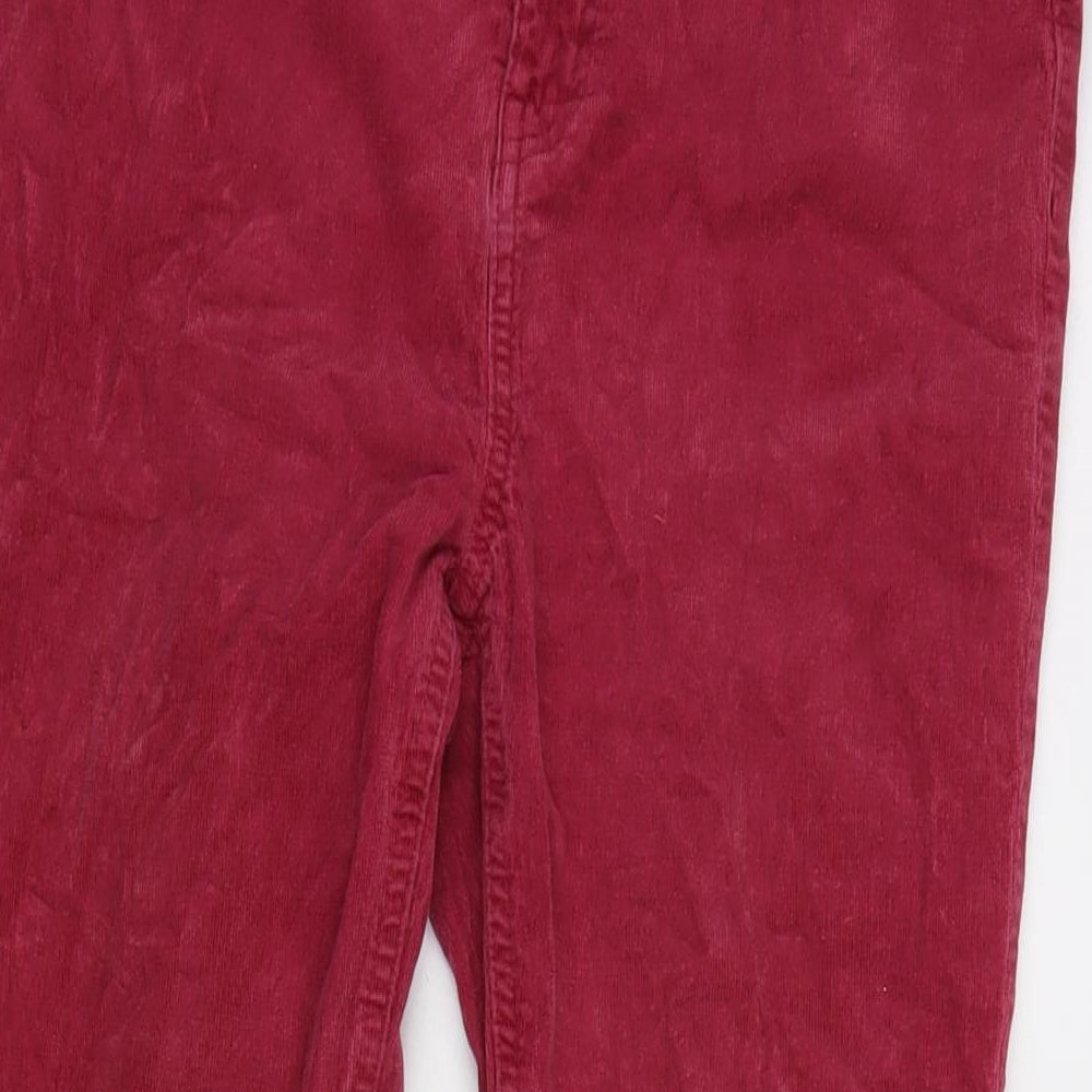 Marks and Spencer Womens Purple Cotton Trousers Size 14 L32 in Regular Zip