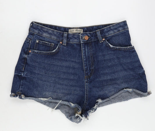 Denim & Co. Womens Blue Cotton Cut-Off Shorts Size 14 Regular Zip