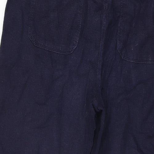 Marks and Spencer Womens Blue Linen Trousers Size 14 L27 in Regular Drawstring