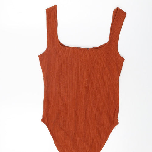 New Look Womens Orange Polyester Bodysuit One-Piece Size 12 Snap