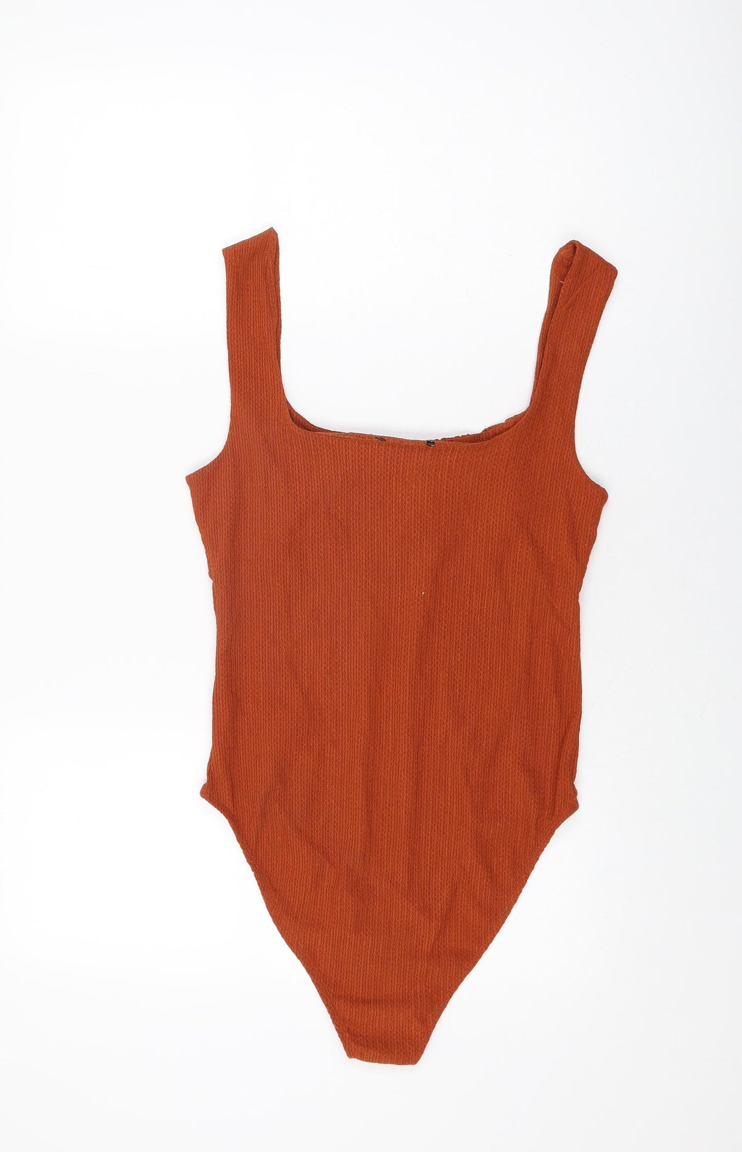 New Look Womens Orange Polyester Bodysuit One-Piece Size 12 Snap