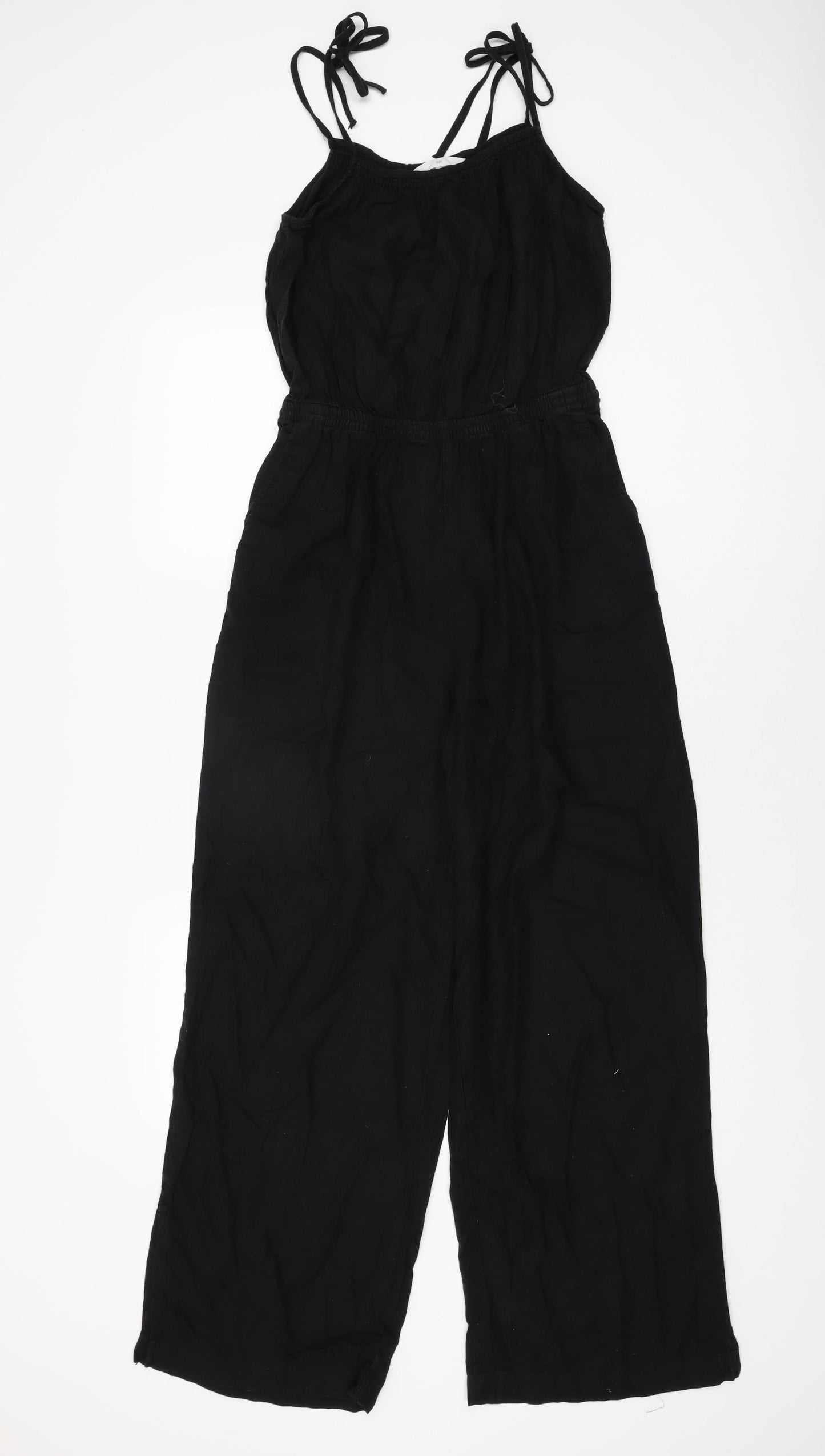 H&M Womens Black Viscose Jumpsuit One-Piece Size S L29 in Tie