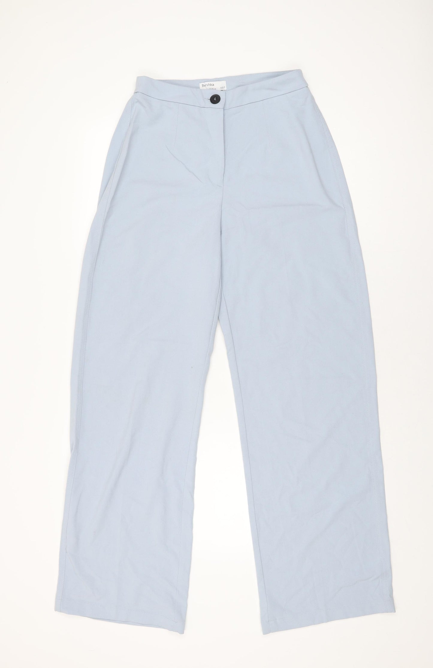 Bershka Womens Blue Polyester Trousers Size 10 L32 in Regular Zip