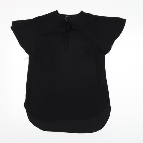 New Look Womens Black Polyester Basic Blouse Size 10 Round Neck